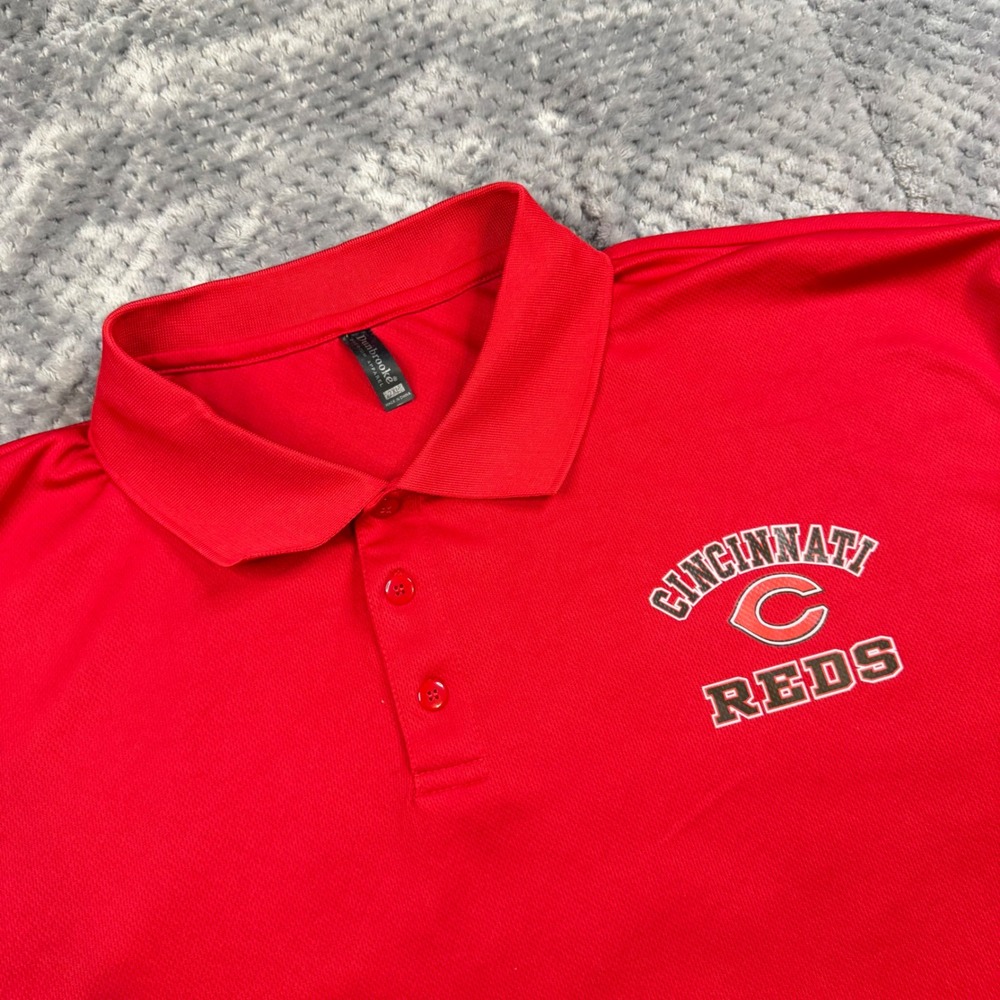 Dunbrooke Cincinnati Reds MLB Mens 2XL Red Performance Mesh Polo Shirt Golf Tee